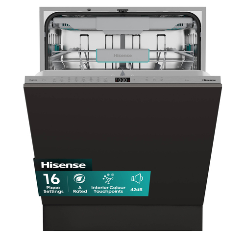 Hisense HV673A60UK Full-size Fully Integrated WiFi-enabled Dishwasher, Silver/Grey - image 1