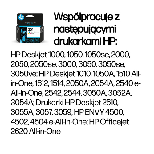 Oryginalny wkład tusz HP 301 (CH562EE) Kolorowy (CMY)