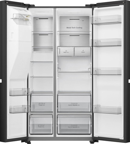 Hisense PureFlat Infinite RS818N4TFE American-Style Smart Fridge Freezer - Black Stainless Steel, Stainless Steel - image 4