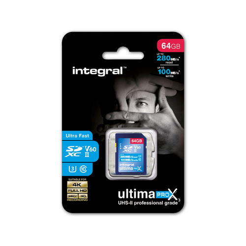 Integral 64GB SDXC UHS-II U3 CL10 V60 UP TO R-280 W-100 MBS