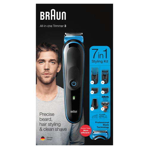 Braun All-in-one 7-in-1 Trimmer MGK3245 Men Beard Trimmer, Face Trimmer & Hair Clipper, Black/Blue – image 4