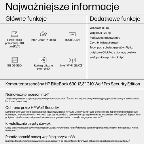 HP Inc. Notebook EliteBook 630 G10 13.3/W11P/i7-1355U/512GB/16GB 85D46EA