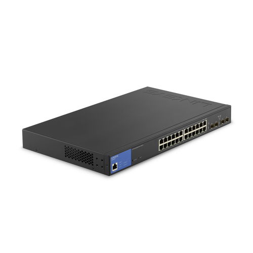 Linksys LGS328PC сетевой коммутатор Управляемый L3 Gigabit Ethernet (10/100/1000) Питание по Ethernet (PoE) Черный, Синий