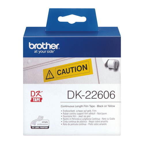 Brother Film Labelling Tape 62mm x 15.24m Black on Yellow DK22606 - image 3