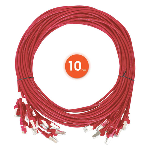 CAT6 U/UTP SLIM NETWORK PATCH CABLE, 0.5 FT., RED, 10-PACK