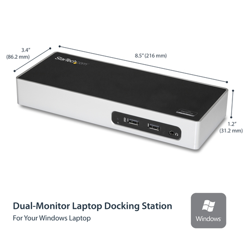 StarTech.com USB 3.0 Docking Station - Dual Monitor Laptop Docking Station with HDMI & DVI/VGA Video - 6-port USB 3.1 Gen 1 5Gbps Hub, GbE, Audio - Universal Ty – image 3