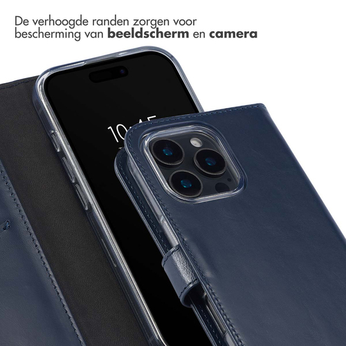 Selencia Echt Lederen Bookcase iPhone 16 Pro Max - Blauw, afbeelding 4