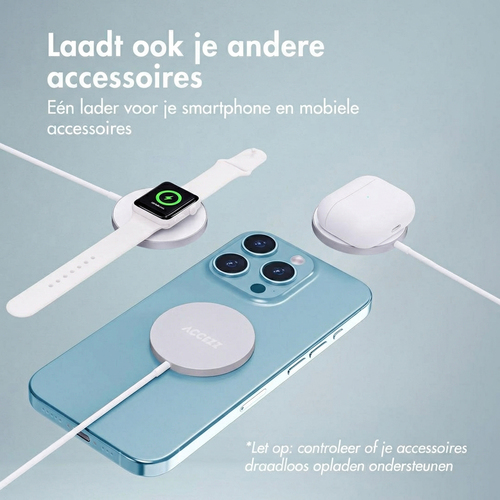 Accezz Wireless MagSafe Charger USB-C - 1 meter Oplader Wit, afbeelding 3
