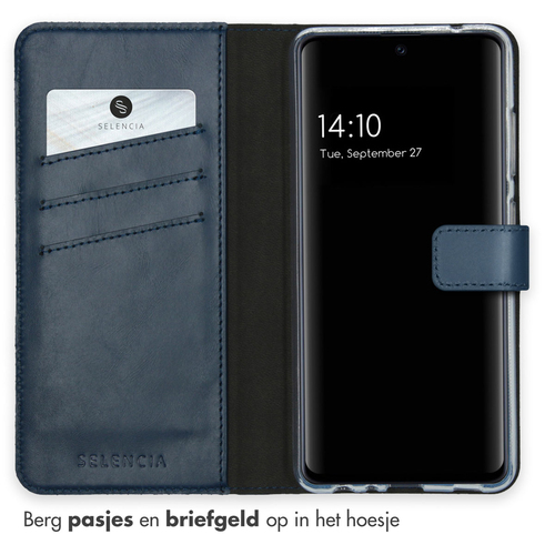 Selencia Echt Lederen Bookcase Samsung Galaxy A52(s) (5G/4G) - Blauw, afbeelding 3