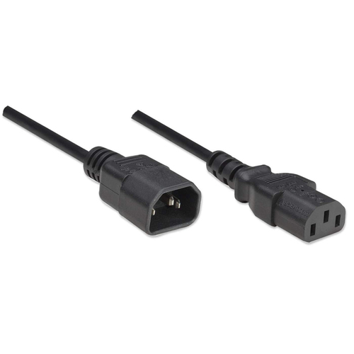 Manhattan Cable de alimentación C14 macho a C13 hembra, de monitor a CPU, 1,8 m, 10 A, negro, garantía de por vida imagen 2
