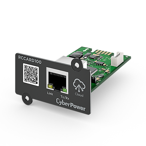 RCCARD100 PUERTO DE CONECTIVIDAD  RJ45  CYBERPOWER RCCARD100 PROTOCOLO DE ENLACE DE DATOS  ETHERNET 100BASE-TX  ETHERNET 10BASE-T  ADMINISTRACIÓN REMOTA  POWERPANEL CLOUD SERVICIO GRATUITO POR 3 AÑOS PLUG-AND-PLAY