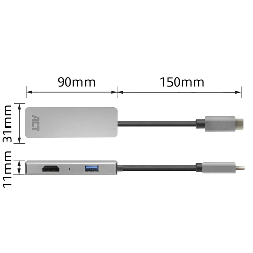 ACT Connectivity USB-C 4K multiport adapter voor 2 HDMI schermen, USB-A datapoort, afbeelding 8
