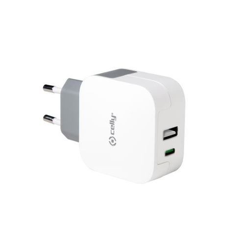 Celly TCTYPECUSBWH mobile device charger Universal White AC Indoor
