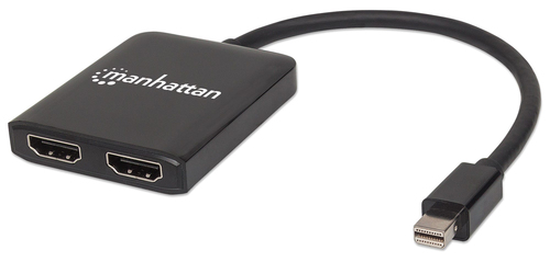 Manhattan Mini DisplayPort to 2-Port HDMI Splitter Hub with MST, 4K@30Hz, USB-A Powered, Video Wall Function, HDCP 2.2