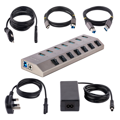 StarTech.com 7-Port Self-Powered USB-C Hub with Individual OnOff Switches, USB 3.0 5Gbps Expansion Hub wPower Supply, DesktopLaptop USB-C to USB-A, afbeelding 7