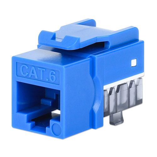 CAT6 SLIM KEYSTONE JACK WITH PUNCH-DOWN STAND, BLUE, 25-PACK