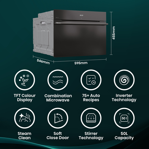 Hisense Hi8 BlackLine BIM4AH8UKWF Compact Electric Oven with Microwave  Jet Black, Black - image 3