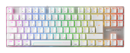 CHERRY MX 8.2 Pro TMR Wireless клавиатура Игровой USB + RF Wireless + Bluetooth QWERTZ Немецкий Серебристый, Белый
