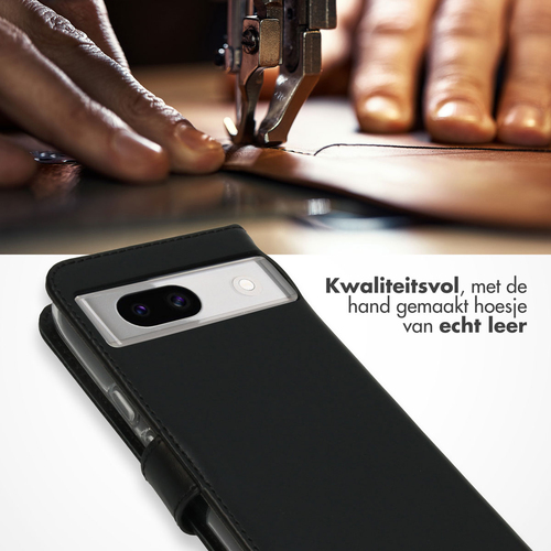 Selencia Echt Lederen Bookcase Google Pixel 8a - Zwart, afbeelding 2