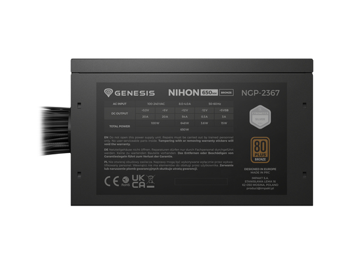 GENESIS Nihon 650NM power supply unit 650 W 20+4 pin ATX ATX Zwart, afbeelding 4