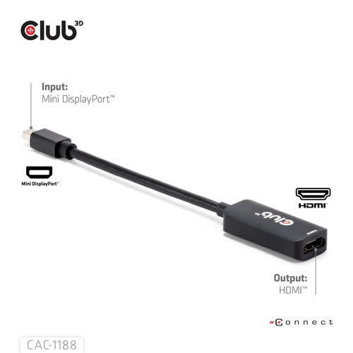 Club 3D Mini DisplayPort 1.4 naar HDMI 8K60Hz M/F Adapter, afbeelding 5