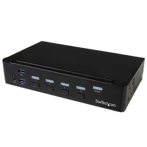 StarTech.com 4 Port DisplayPort KVM - DP KVM Audio and Built-in USB 3.0 Hub for Peripherals - 4K 30Hz (SV431DPU3A2) KVM / USB switch Monterbar på stativ – billede 4