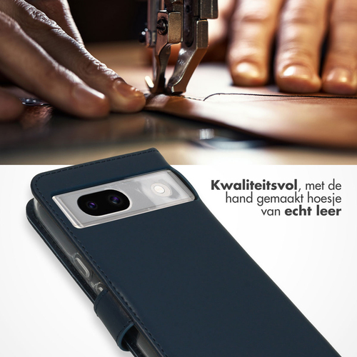 Selencia Echt Lederen Bookcase Google Pixel 8a - Blauw, afbeelding 2