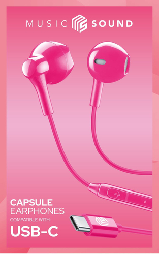 Music Sound 8018080479618 Гарнитура Проводная Вкладыши Calls/Music USB Type-C Розовый