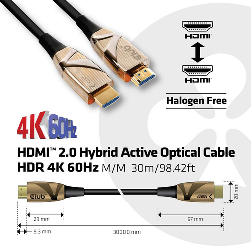 Club 3D HDMI 2.0 UHD Active Optical HDR kabel, afbeelding 4