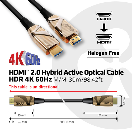 Club 3D HDMI 2.0 UHD Active Optical HDR kabel, afbeelding 9