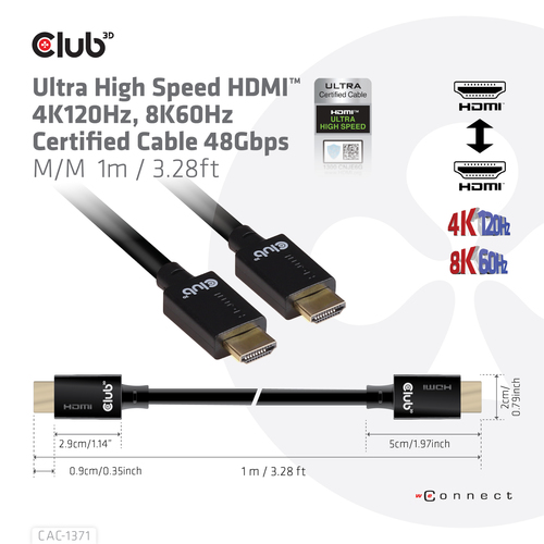 Club 3D Ultra High Speed HDMI 2.1 gecertificeerde kabel male-male, afbeelding 4