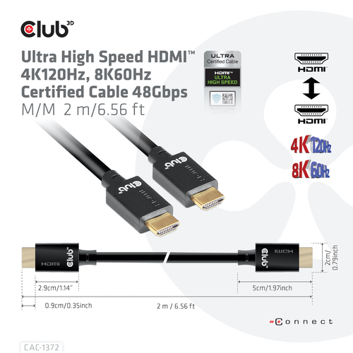 Club 3D Ultra High Speed HDMI 2.1 gecertificeerde kabel male-male, afbeelding 6