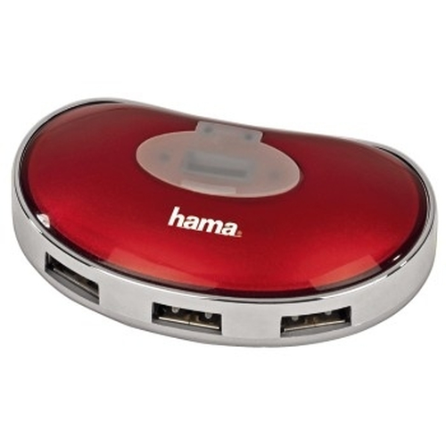 Hama USB 2.0 Hub 1:4, red