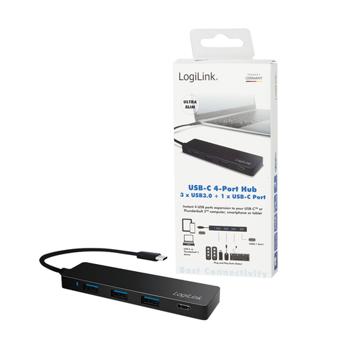 LogiLink UA0311 USB 3.0 (3.1 Gen 1) Type-C 5000Mbit/s Zwart hub 3x USB A 1x C, afbeelding 5