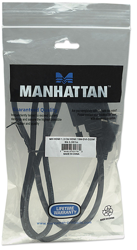 Manhattan HDMI to DVI-D 24+1 Cable, 1m, Male to Male, Black, Equivalent to Startech HDDVIMM1M, Dual Link, Compatible with 