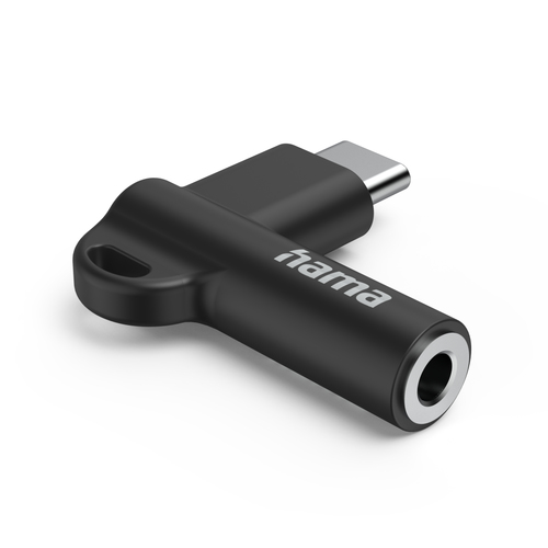 Hama USB-C - 3.5 mm Jack Socket Aux Adapter 90° Angled Plug Oplader Zwart, afbeelding 4