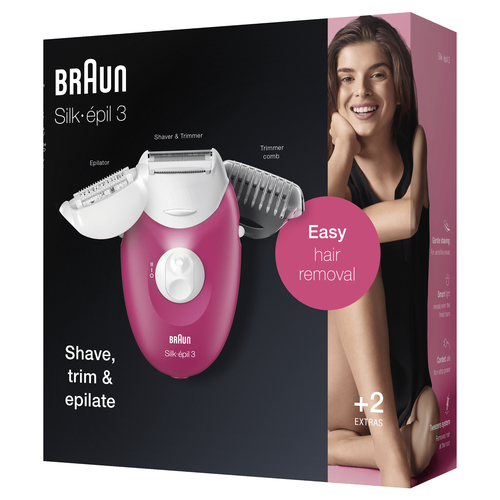 Braun Silk-épil 3 81711447 epilator 20 tweezers Rose, White – image 4