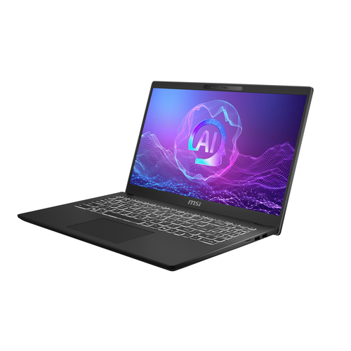 MSI Modern 15 H AI C2HMG-288FRNN Intel Core Ultra 5 225H Ноутбук 39,6 cm (15.6") Full HD 16 GB DDR5-SDRAM 512 GB Твердотельный накопитель (SSD) Wi-Fi 6E (802.11ax) Windows 11 Pro Черный AZERTY Французский