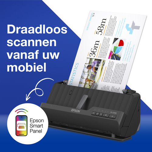 Epson ES-C320W compacte A4-documentscanner met Wi-Fi-connectiviteit en U-traject – Foto 2 van 10
