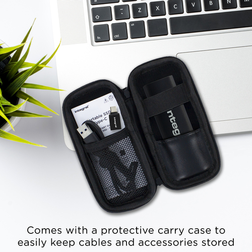 Integral 1TB - 1024GB PORTABLE EXTERNAL SSD USB 3.2 GEN2 3.0 TYPE C R-500MB/s W- 400MB/s C-A CABLE A-C ADAPTOR AND CARRY CASE INC – image 6