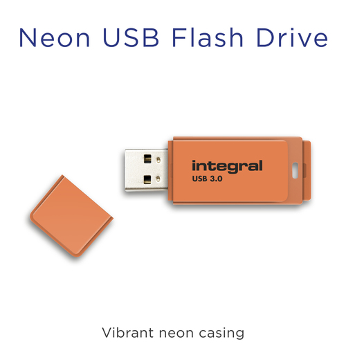 Integral 64GB USB3.0 DRIVE NEON ORNG UP TO R-100 W-30 MBS – image 3