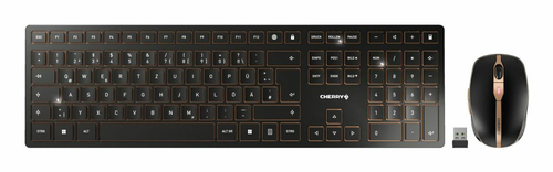 CHERRY JD-9100IT-2 клавиатура Мышь входит в комплектацию Дом/офис РЧ беспроводной + Bluetooth QWERTY Итальянский Черный, Бронзовый