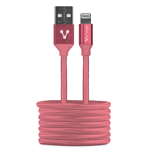 CABLE VORAGO CAB-119 ROSA USB-A  PPLE LIGHTNING 1 METRO ROSA BOLSA - AC-365810-14