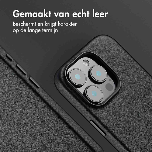 Accezz MagSafe Leather Backcover voor iPhone 16 Pro Telefoonhoesje Zwart, afbeelding 2