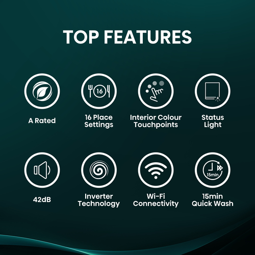 Hisense HV673A60UK Full-size Fully Integrated WiFi-enabled Dishwasher, Silver/Grey - image 3