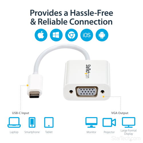 StarTech.com USB-C to VGA Adapter - White – image 5