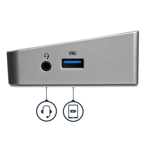 StarTech.com Triple Monitor USB 3.0 Laptop Docking Station - 4K HDMI, 2x DisplayPort - Universal USB Dock for Windows & Mac OS (10.14 & Above) (USB3DOCKH2DP) USB Dockingstation – billede 3