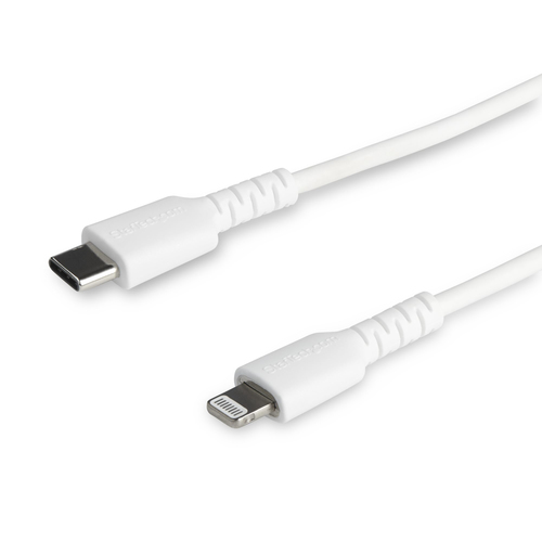 StarTech.com (1m) Durable White USB-C to Lightning Cable, Heavy Duty Rugged Aramid Fiber USB Type A to Lightning Charger/Sync Power Cord, Apple MFi Certified iPad/iPhone 12 Pro Max - iPhone 7/8/11/11 Pro Lightning-kabel 1m Hvid