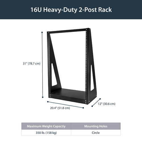 StarTech.com 16U 2-Post Open Frame Desktop Server Rack – image 7