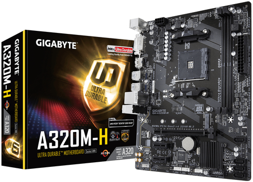 Gigabyte GA-A320M-H - 11 - placa base - micro ATX - Socket AM4 - AMD A320 Chipset - USB 31 Gen 1 - Gigabit LAN - Tarjeta gráfica CPU necesaria - HD Audio 8-canales - GA-A320M-H